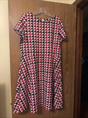 Talbots woman size x EUC Women's Red & Black Houndstooth Fit-and-Flare Dress